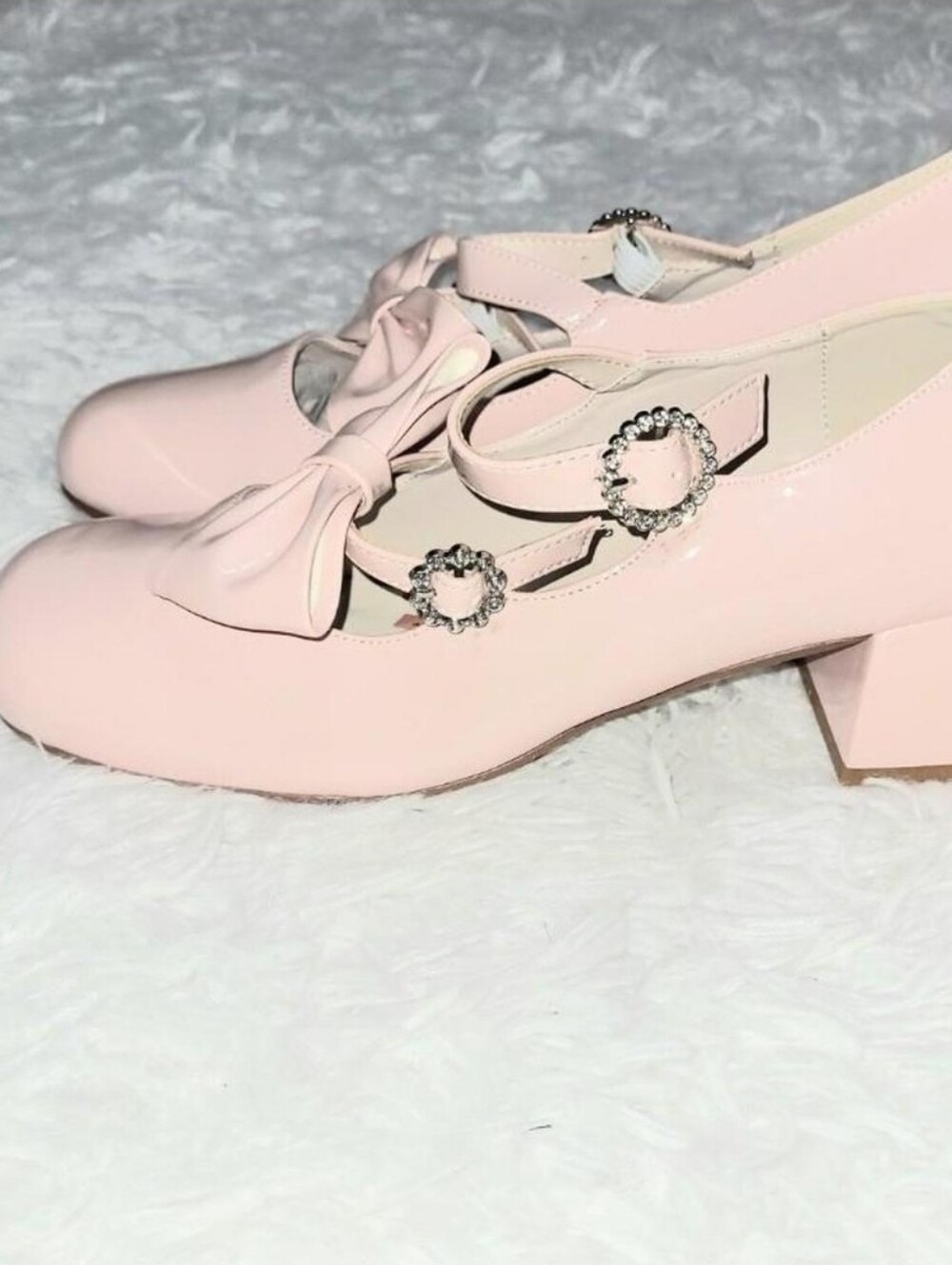 Pastel Pink Faux Patent Leather Mary Jane Shoes with Bows Women's US 7! ✨️ NWOT